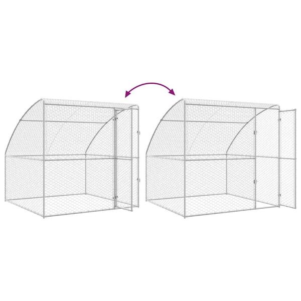 Hundekäfig mit Speicher Silber 2 x 2 x 2 m Verzinkter Stahl