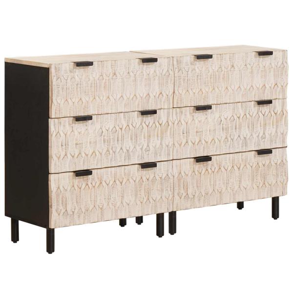 ARDEBO.de - Sideboard Weiße gewaschene Oberfläche Massivholz Mango