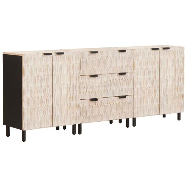 ARDEBO.de - Sideboard Weiße gewaschene Oberfläche Massivholz Mango