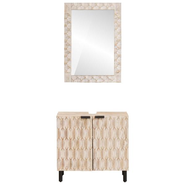 Badezimmer Sets Weiße gewaschene Oberfläche Massivholz Mango