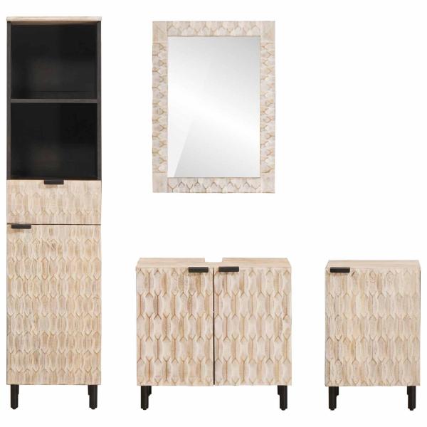 Badezimmer Sets 4 stk. Weiße gewaschene Oberfläche