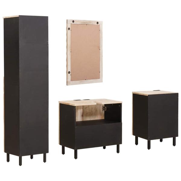 Badezimmer Sets 4 stk. Weiße gewaschene Oberfläche