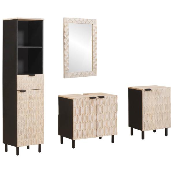 Badezimmer Sets Weiße gewaschene Oberfläche Massivholz Mango