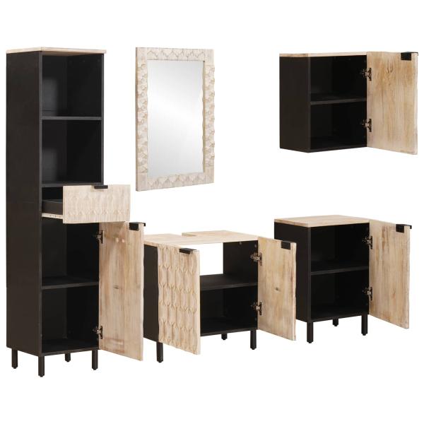 Badezimmer Sets Weiße gewaschene Oberfläche Massivholz Mango