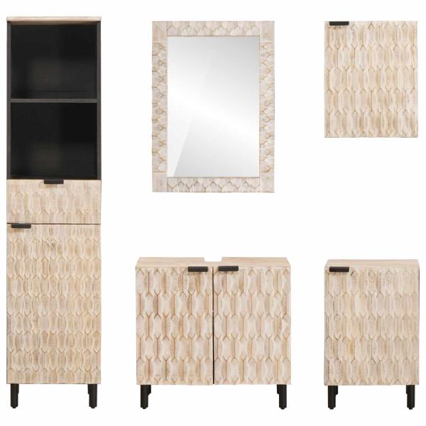 Badezimmer Sets Weiße gewaschene Oberfläche Massivholz Mango