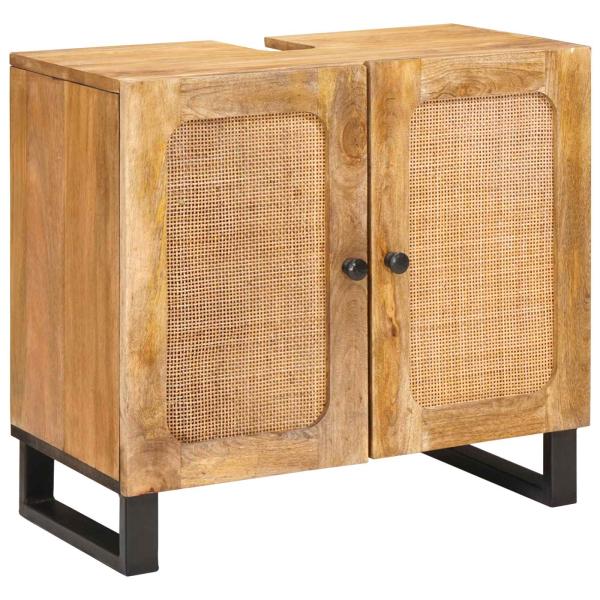 Badezimmer Sets mit Speicher mit Tür Natur Massivholz Mango