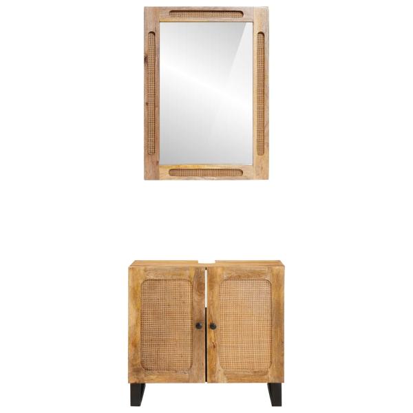 Badezimmer Sets mit Speicher mit Tür Natur Massivholz Mango