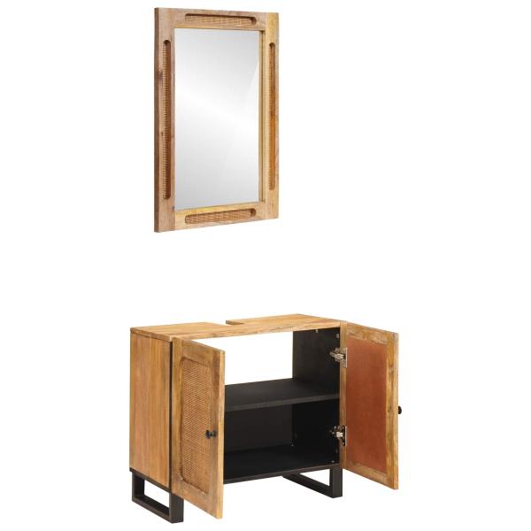 Badezimmer Sets mit Speicher mit Tür Natur Massivholz Mango