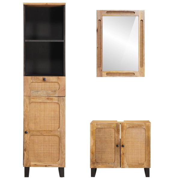 Badezimmer Sets mit Schubladen mit Regal Natur Massivholz Mango