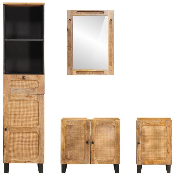 Badezimmer Sets mit Schubladen mit Regal Natur Massivholz Mango