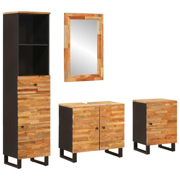 ARDEBO.de - Badezimmer Sets mit Schubladen mit Regal Natur Massivholz Mango