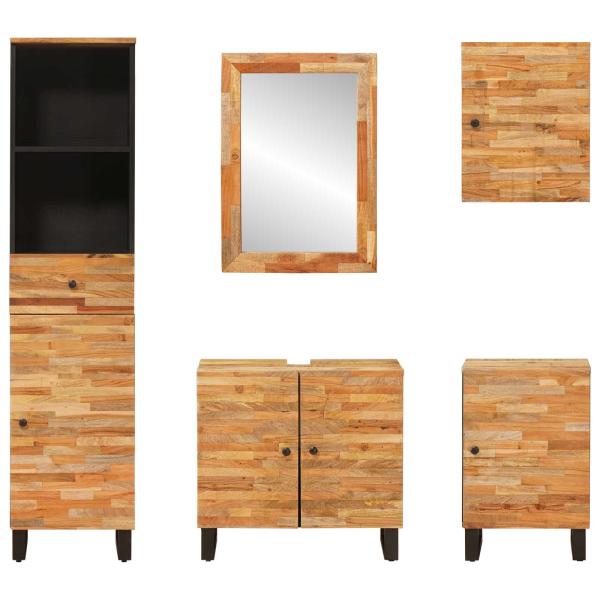 Badezimmer Sets mit Schubladen mit Regal Natur Massivholz Mango