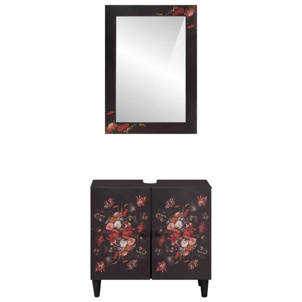 Badezimmerschrank-Set Wandmontiert 2 pcs Massivholz Mango