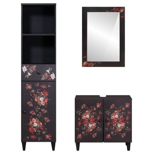 Badezimmerschrank-Set mit Schubladen 3 pcs Massivholz Mango