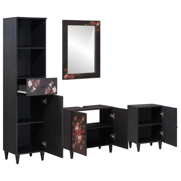 Badezimmerschrank-Set mit Schubladen 4 pcs Massivholz Mango