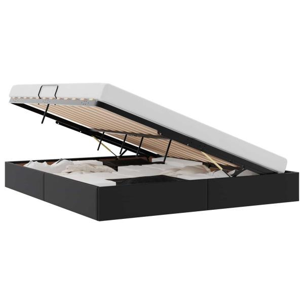 Aufbewahrungsbett mit Matratze Schwarz 180 x 200 cm Kunstleder