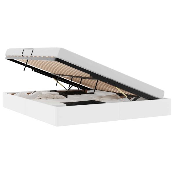 Aufbewahrungsbett mit Matratze Reinweiß 180 x 200 cm Kunstleder