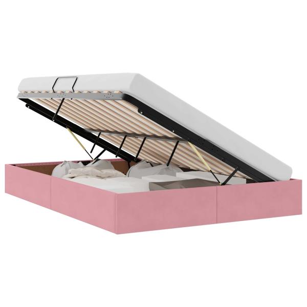 Aufbewahrungsbett mit Matratze Rosa 140 x 200 cm Samt