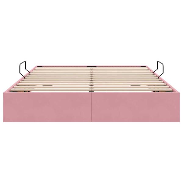 Aufbewahrungsbett mit Matratze Rosa 140 x 200 cm Samt