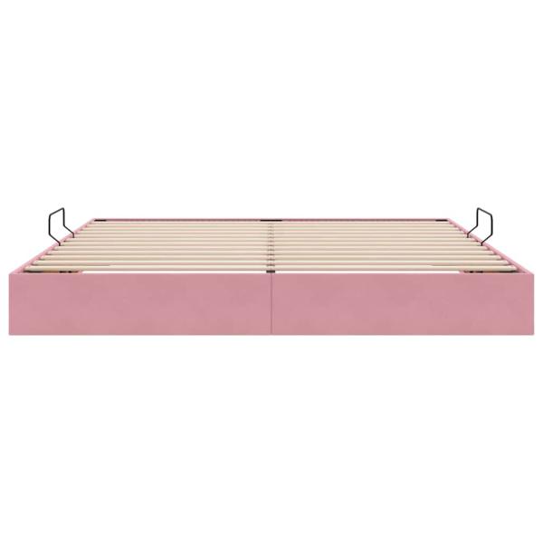 Aufbewahrungsbett mit Matratze Rosa 200 x 200 cm Samt