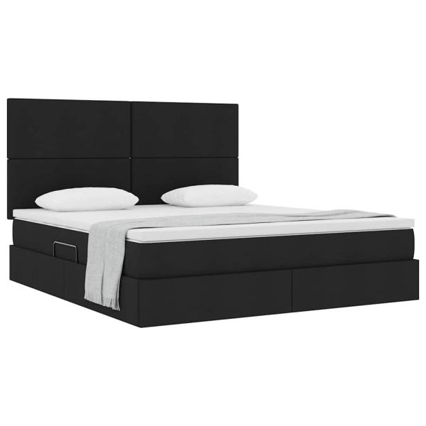 Aufbewahrungsbett mit Matratze Schwarz 180 x 200 cm Polyester