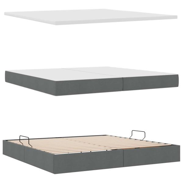 Aufbewahrungsbett mit Matratze Dunkelgrau 200 x 200 cm