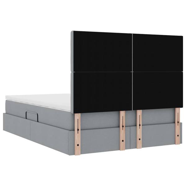 Aufbewahrungsbett mit Matratze Hellgrau 140 x 190 cm Polyester