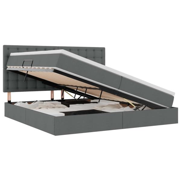 Aufbewahrungsbett mit Matratze Dunkelgrau 200 x 200 cm