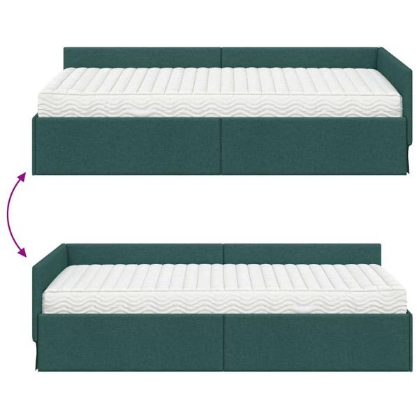 Eckbettgestell mit Matratze Sonstiges 2 pcs Grün Stoff