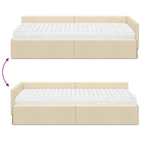 Eckbettgestell mit Matratze Sonstiges 2 pcs Creme Stoff