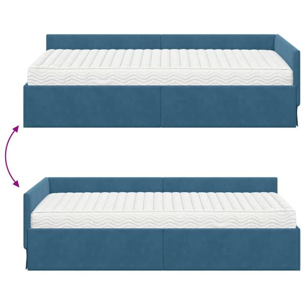 Eckbettgestell mit Matratze Sonstiges 2 pcs Blau Samt
