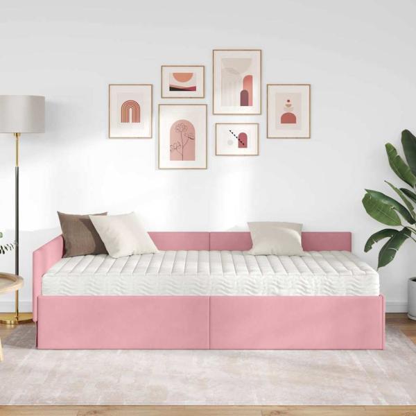 Eckbettgestell mit Matratze Sonstiges 2 pcs Grau Samt