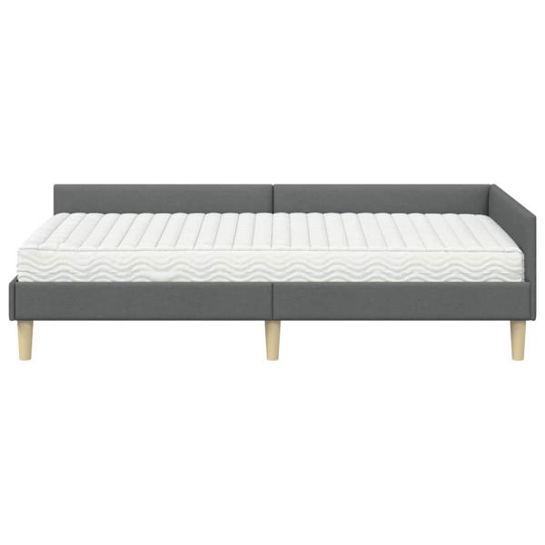 Eckbettgestell mit Matratze 2 stk. Dunkelgrau 90 x 190 cm Stoff