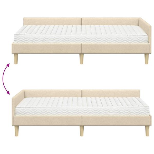 Eckbettgestell mit Matratze Sonstiges 2 pcs Creme Stoff