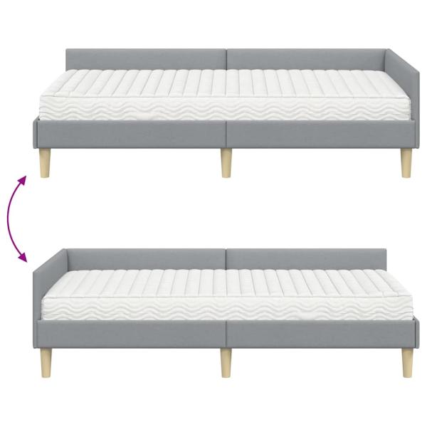 Eckbettgestell mit Matratze Sonstiges 2 pcs Hellgrau Stoff