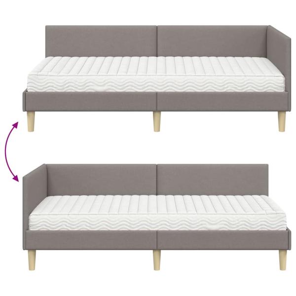 Eckbettgestell mit Matratze Sonstiges 2 pcs Taupe Stoff