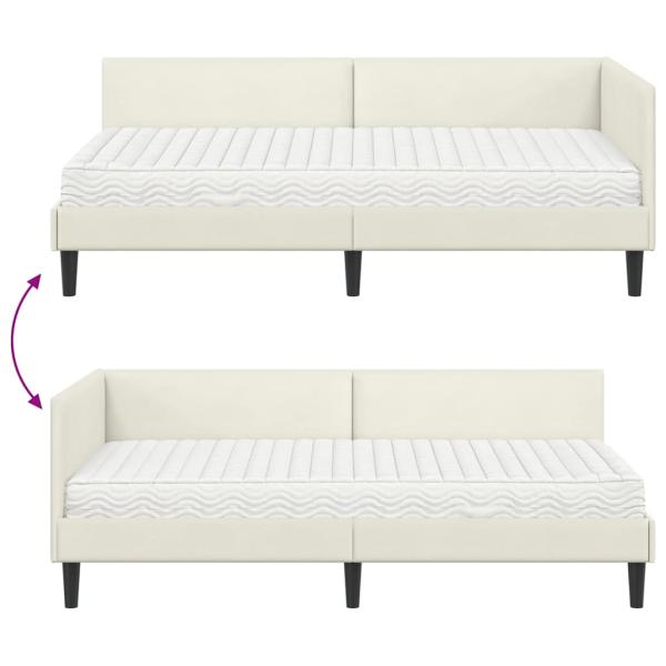 Eckbettgestell mit Matratze Sonstiges 2 pcs Creme Samt