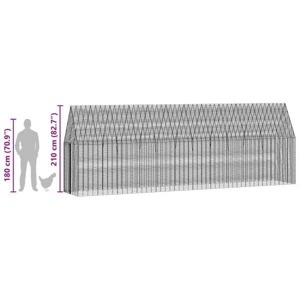 Hühnerkäfig 2 stk. Silber 600 x 100 x 210 cm Verzinkter Stahl