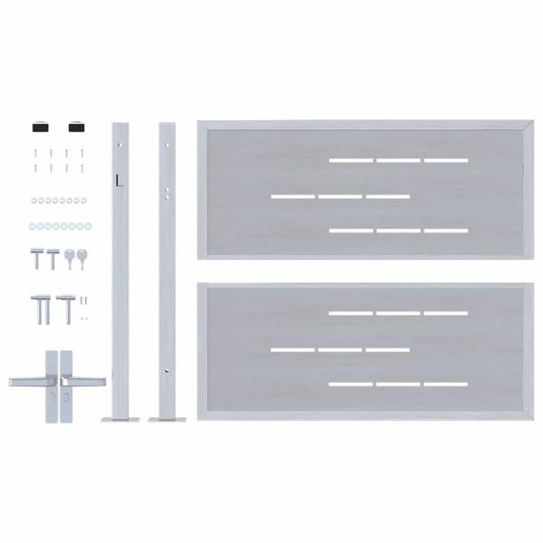 ARDEBO.de - Gartentor mit Schloss Silber 100 x 75 cm Edelstahl