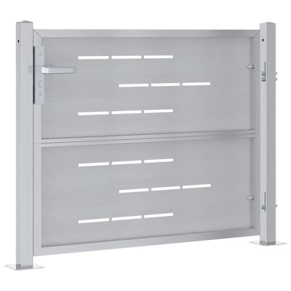 Gartentor mit Schloss Silber 100 x 75 cm Edelstahl