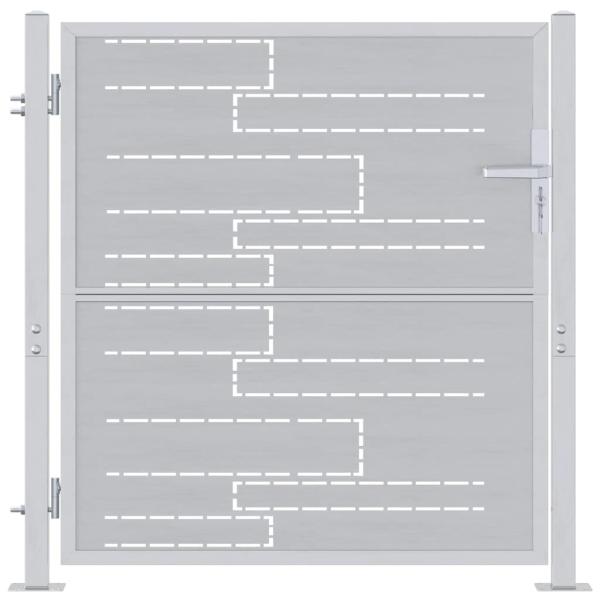 ARDEBO.de - Gartentor mit Schloss Silber 96 x 100 cm Edelstahl