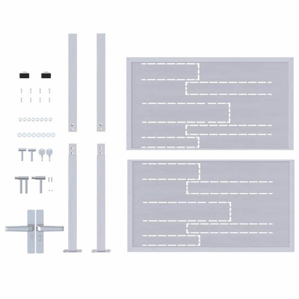Gartentor mit Schloss Silber 96 x 100 cm Edelstahl