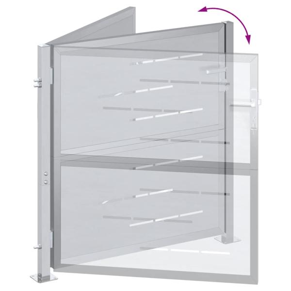 Gartentor mit Schloss Silber 96 x 100 cm Edelstahl