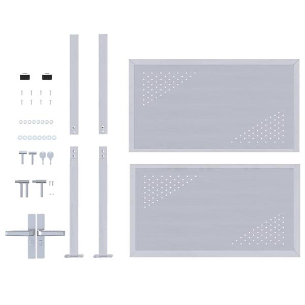 Gartentor mit Schloss Silber 96 x 100 cm Edelstahl