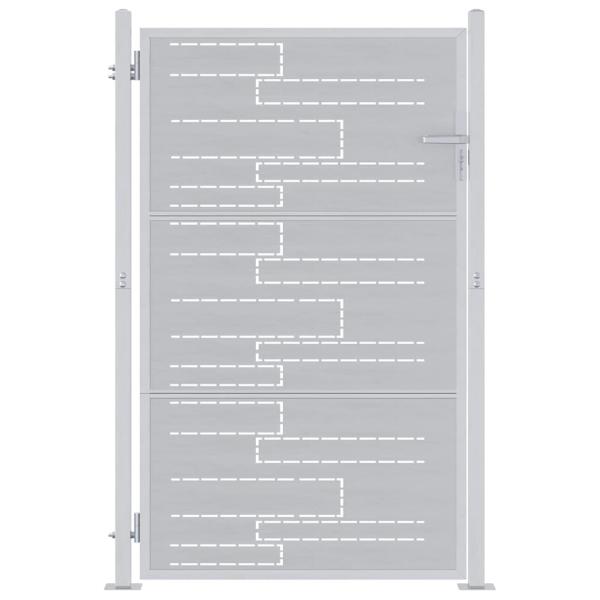 Gartentor mit Schloss Silber 100 x 125 cm Edelstahl