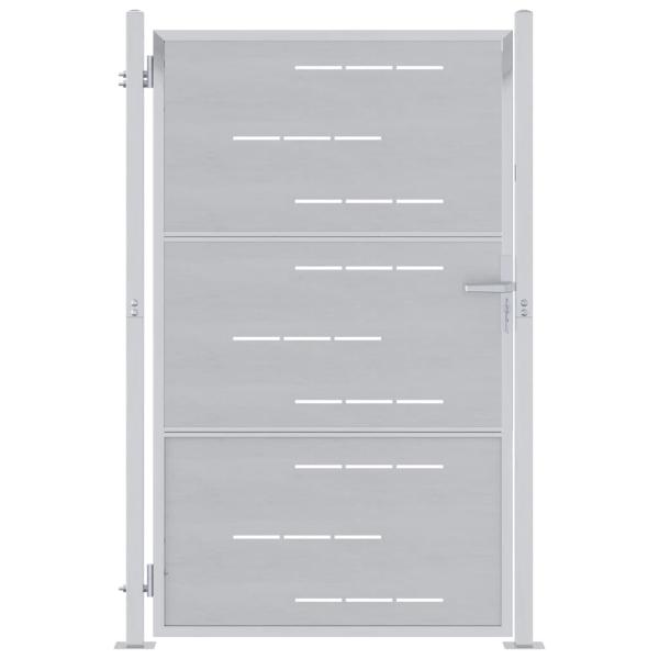 Gartentor mit Schloss Silber 100 x 125 cm Edelstahl