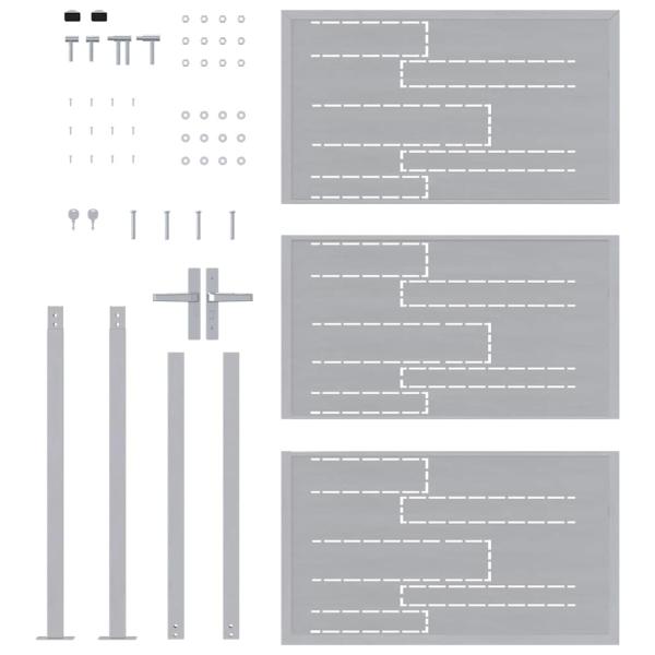 Gartentor mit Schloss Silber 100 x 150 cm Edelstahl