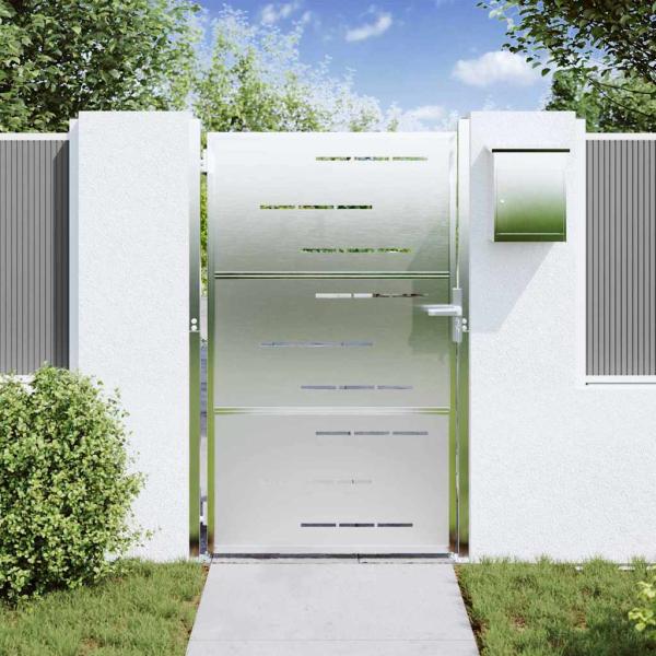 ARDEBO.de - Gartentor mit Schloss Silber 100 x 150 cm Edelstahl