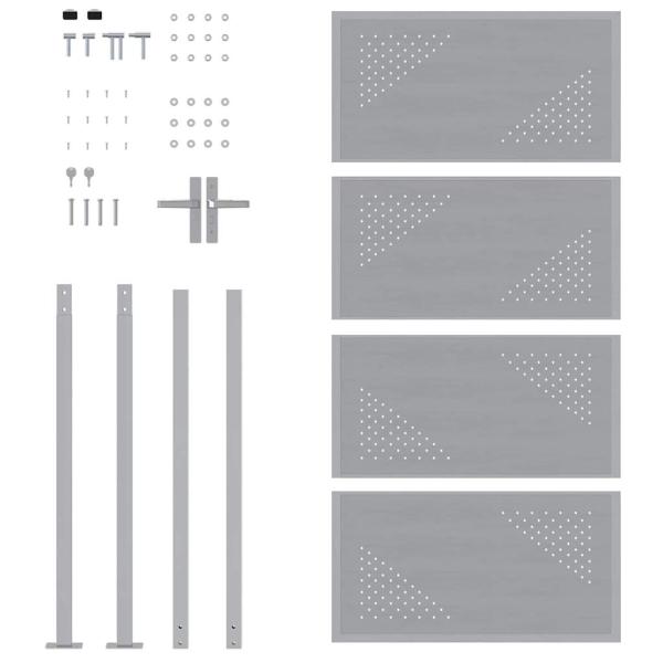 Gartentor mit Schloss Silber 96 x 180 cm Edelstahl