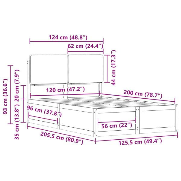 Bettgestell mit gepolstertem Kopfteil Taupe 120 x 200 cm